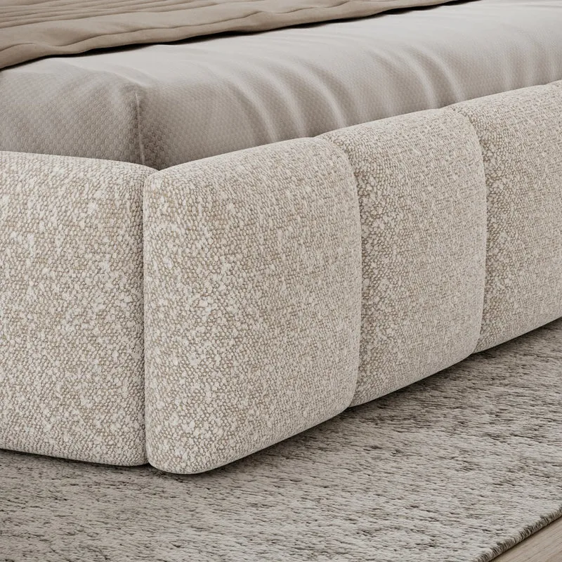 Lit 180x200 sommier inclus Klaus Bouclé Beige