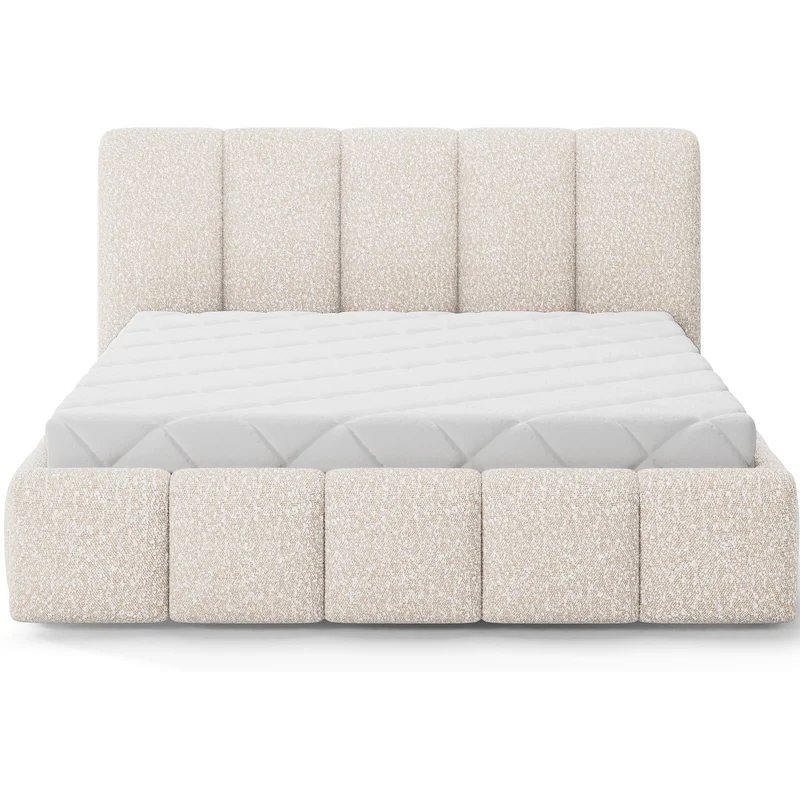 Lit 160x200 sommier inclus Klaus Bouclé Beige
