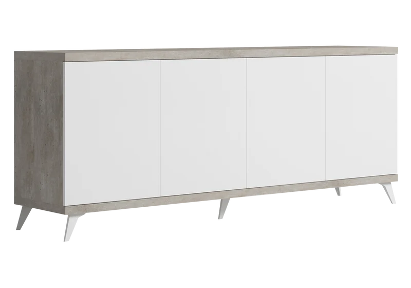 Salle à manger buffet miroir blanc béton – Treviso