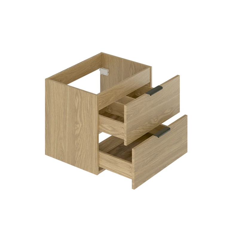 Ensemble meuble double vasque encastrée 120cm et colonne Astrid Bois