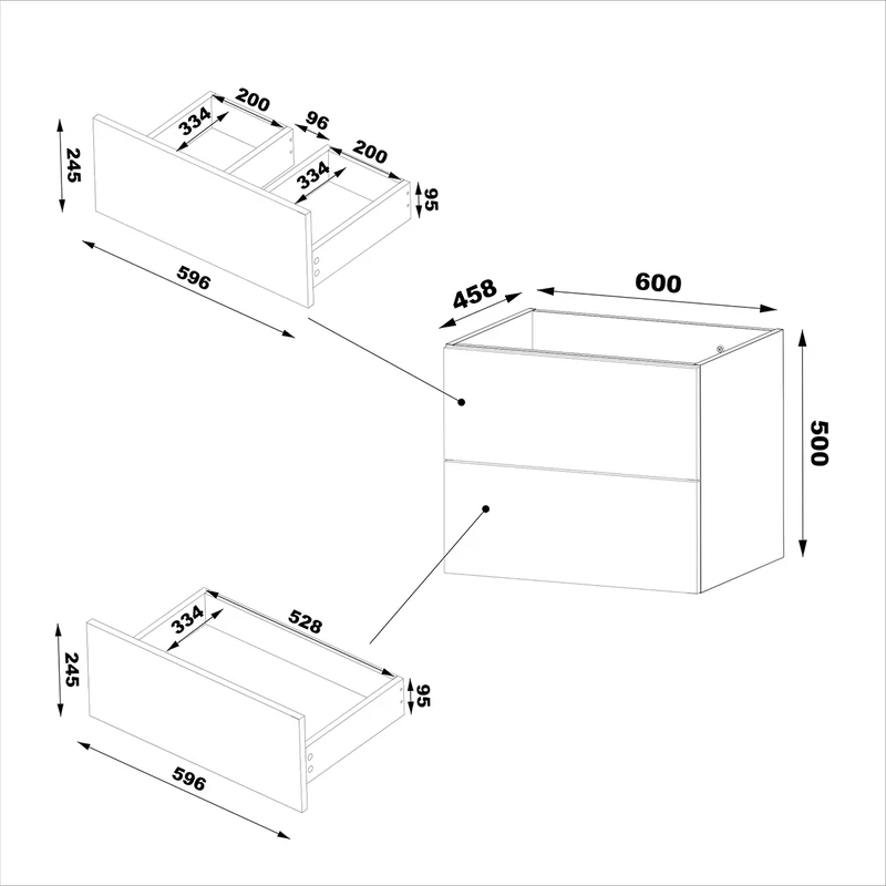 Ensemble meuble double vasque encastrée 120cm et colonne Astrid Bois