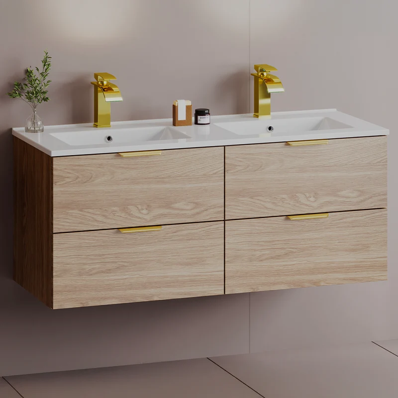 Meuble double vasque encastrée 120cm Astrid Bois