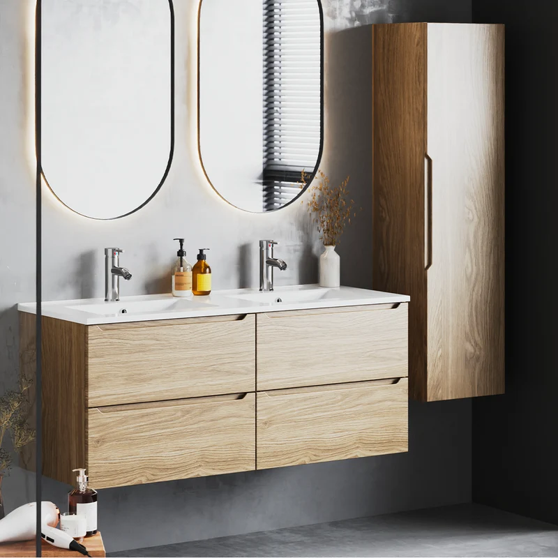 Meuble double vasque encastrée 120cm Viggo Bois