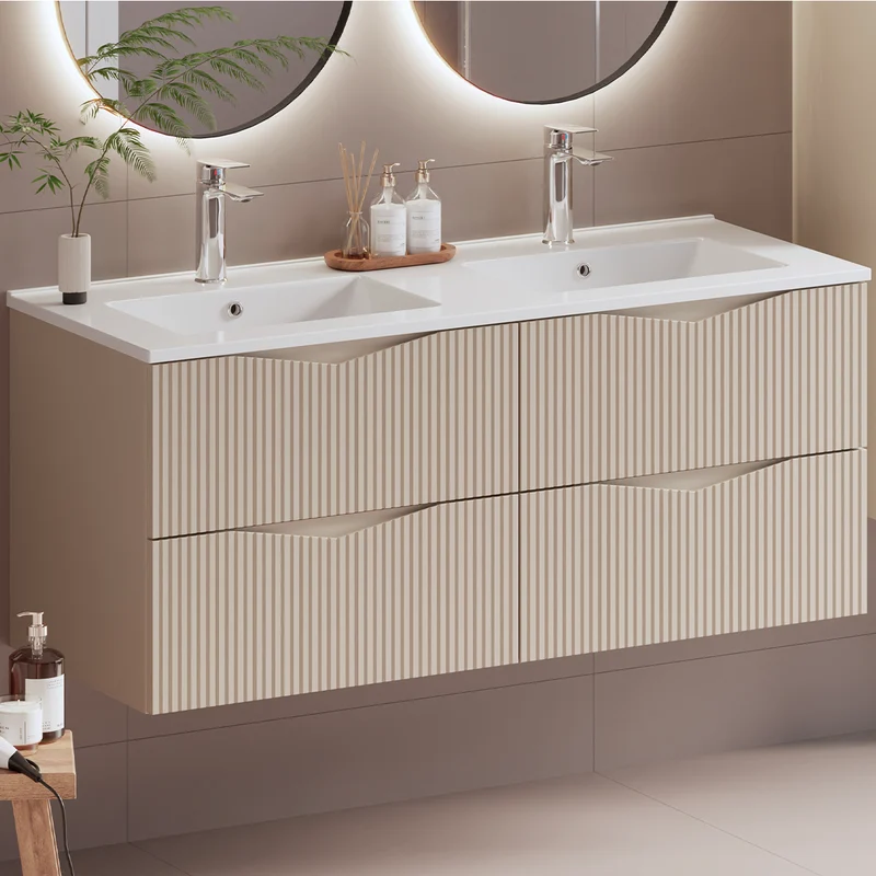 Meuble double vasque encastrée 120cm Tao Cachemire