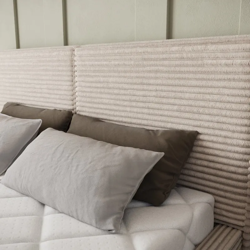 Lit coffre 140x200 sommier inclus Nox Velours côtelé Beige