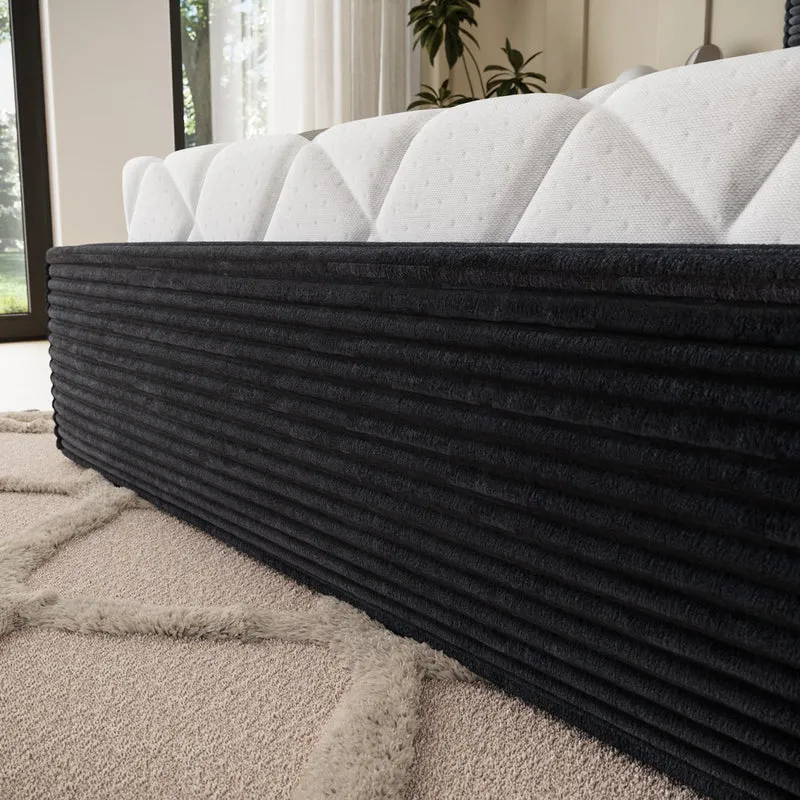 Lit coffre 160x200 sommier inclus Nox Velours côtelé Noir
