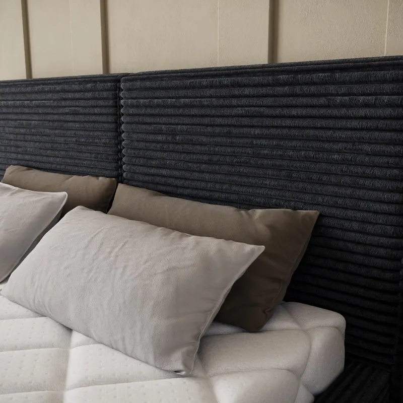 Lit coffre 160x200 sommier inclus Nox Velours côtelé Noir