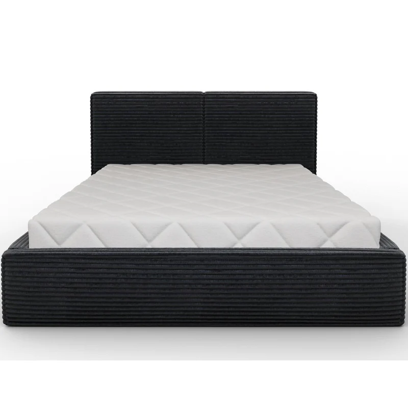 Lit coffre 140x200 sommier inclus Nox Velours côtelé Noir