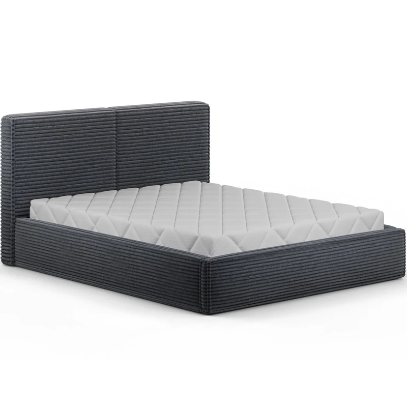 Lit coffre 160x200 sommier inclus Nox Velours côtelé Gris foncé