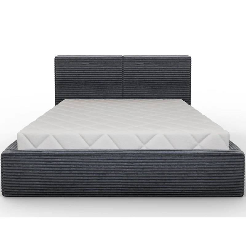 Lit coffre 160x200 sommier inclus Nox Velours côtelé Gris foncé