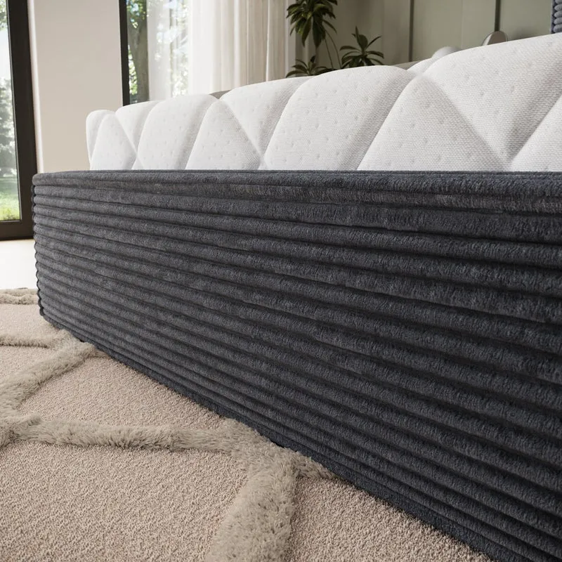 Lit coffre 160x200 sommier inclus Nox Velours côtelé Gris foncé