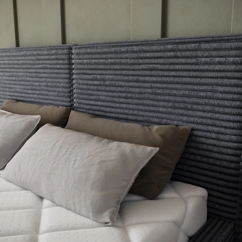 Lit coffre 140x200 sommier inclus Nox Velours côtelé Gris foncé