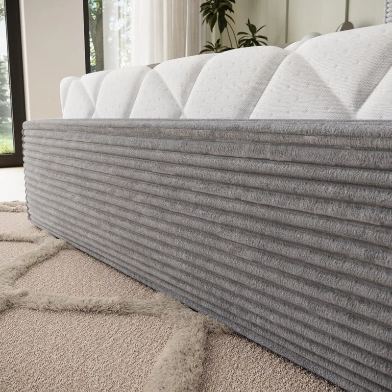 Lit coffre 180x200 sommier inclus Nox Velours côtelé Gris