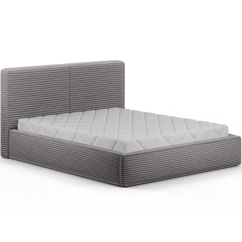 Lit coffre 160x200 sommier inclus Nox Velours côtelé Gris