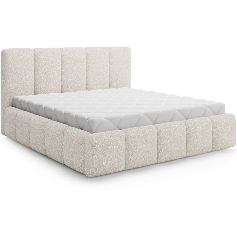 Lit 140x200 sommier inclus Klaus Bouclé Beige