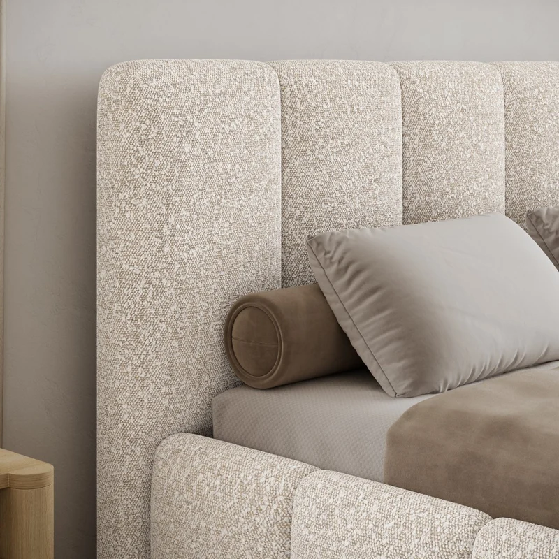 Lit 140x200 sommier inclus Klaus Bouclé Beige