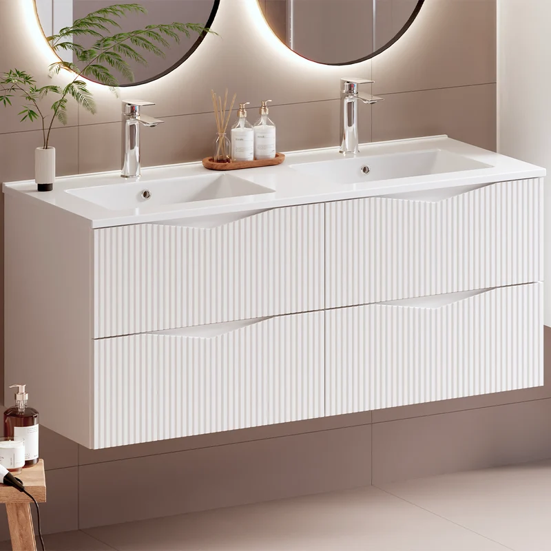 Meuble double vasque encastrée 120cm Tao Blanc