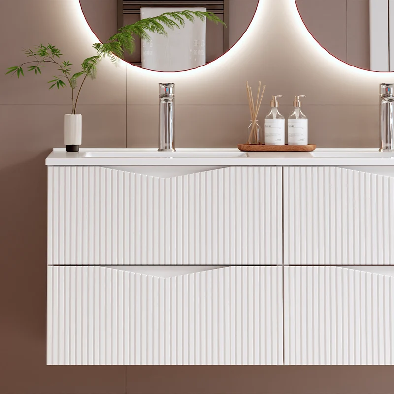 Meuble double vasque encastrée 120cm Tao Blanc