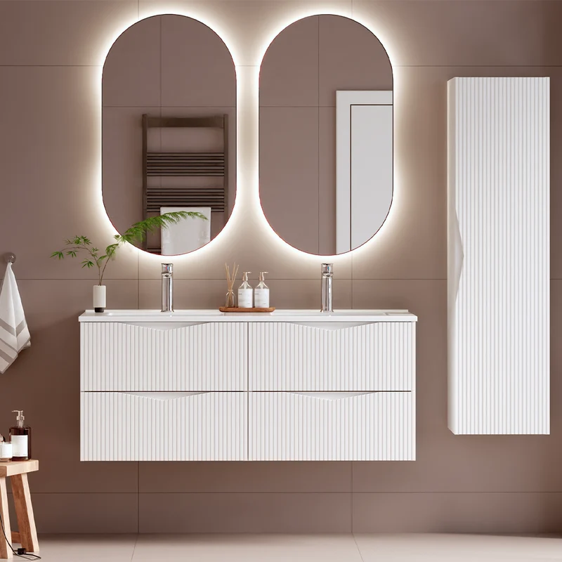 Meuble double vasque encastrée 120cm Tao Blanc