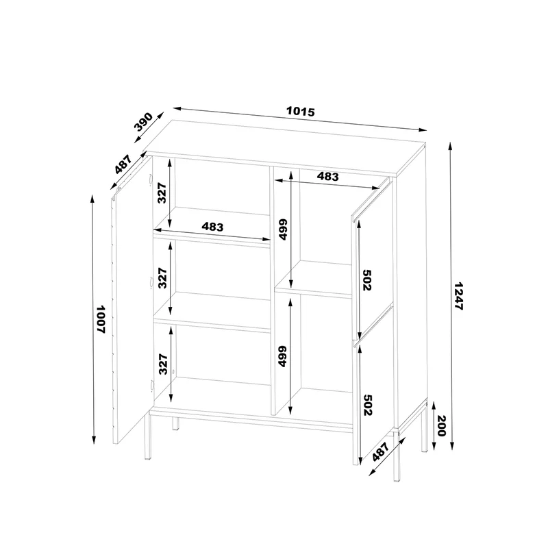 Buffet haut 3 portes Daria Noir