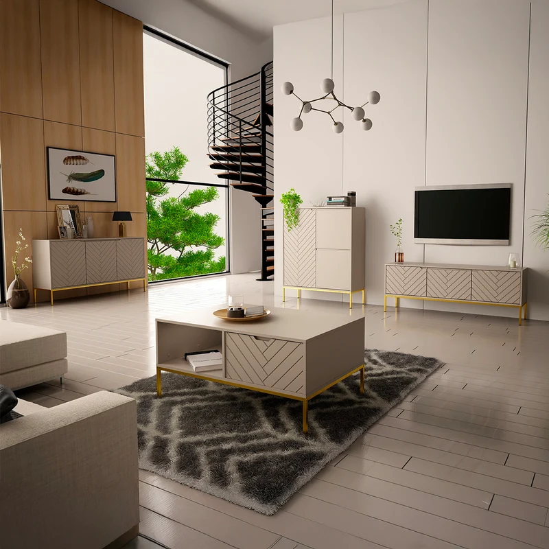 Meuble TV 3 portes 151 cm Daria Cachemire