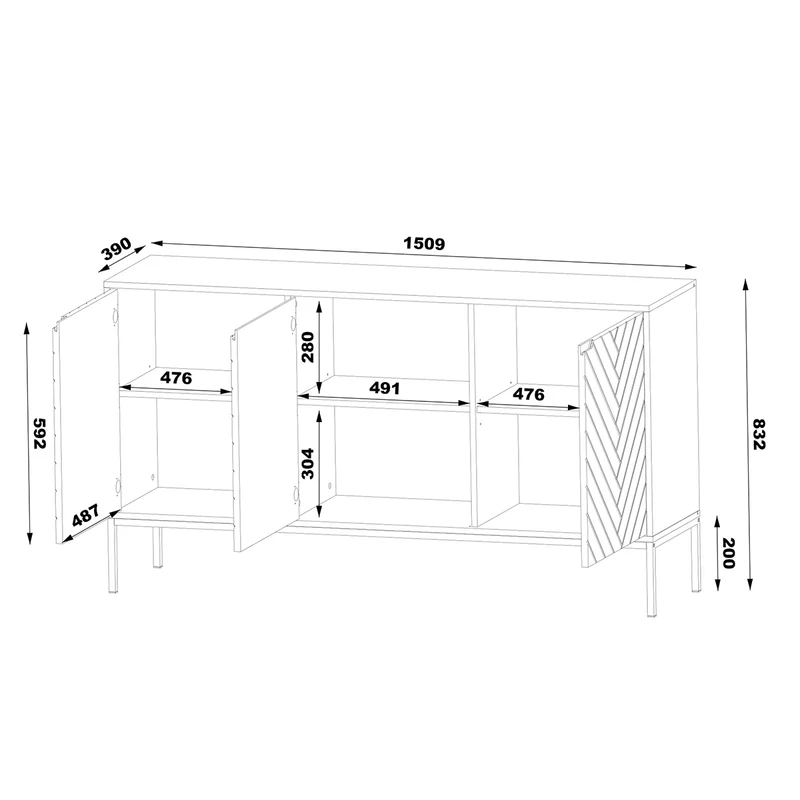 Buffet 3 portes Daria Cachemire