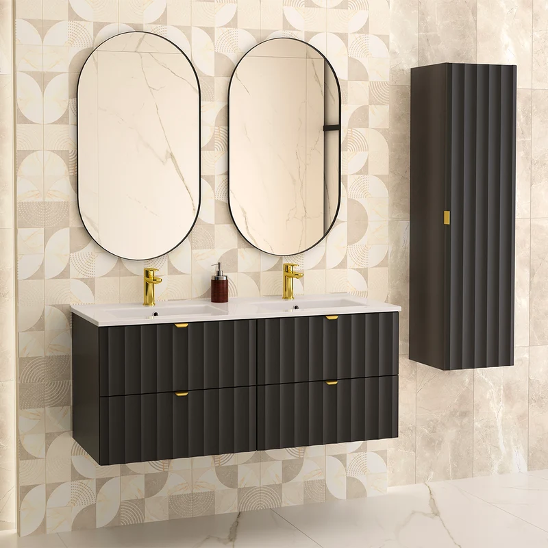 Meuble double vasque encastrée 120cm Lexa Noir