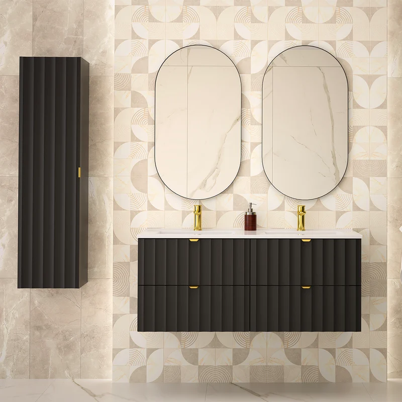 Meuble double vasque encastrée 120cm Lexa Noir