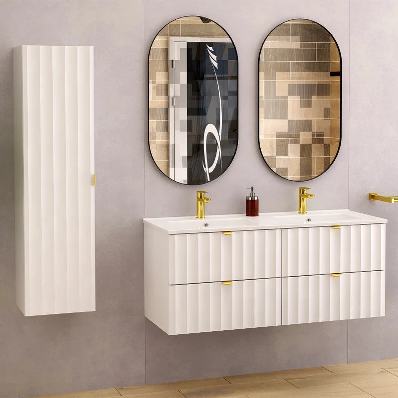 Meuble double vasque encastrée 120cm Lexa Blanc