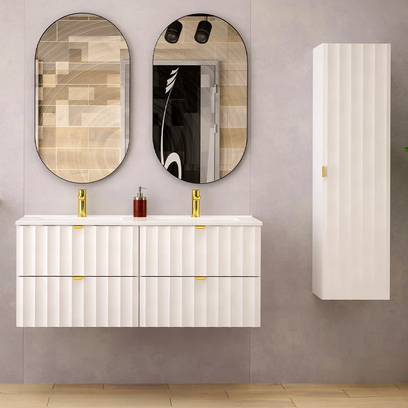 Meuble double vasque encastrée 120cm Lexa Blanc
