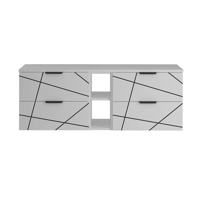 Meuble sous-vasque 140cm 2 niches plan de toilette Teren Blanc