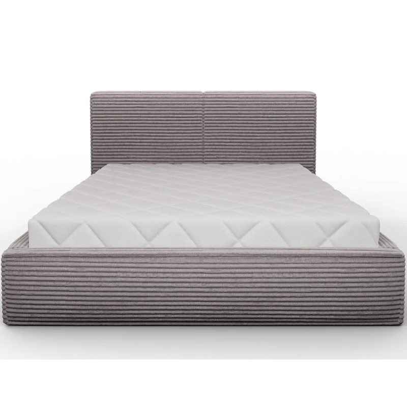 Lit coffre 140x200 sommier inclus Nox Velours côtelé Gris