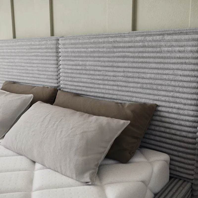 Lit coffre 140x200 sommier inclus Nox Velours côtelé Gris