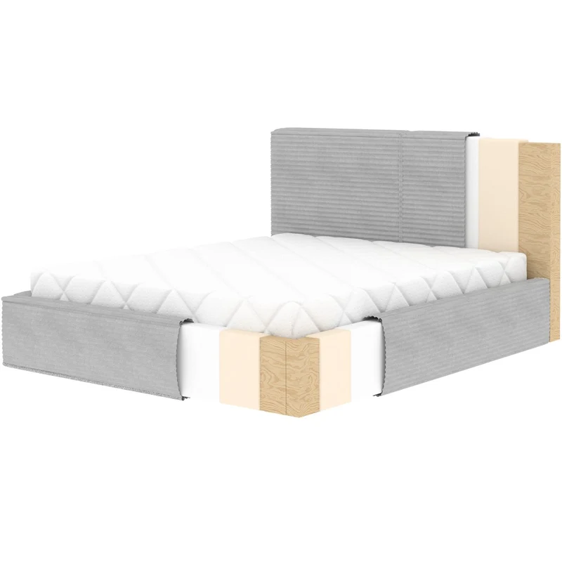 Lit coffre 140x200 sommier inclus Nox Velours côtelé Gris