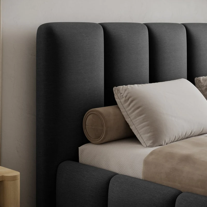 Lit coffre 180x200 sommier inclus Klaus Velours Gris foncé