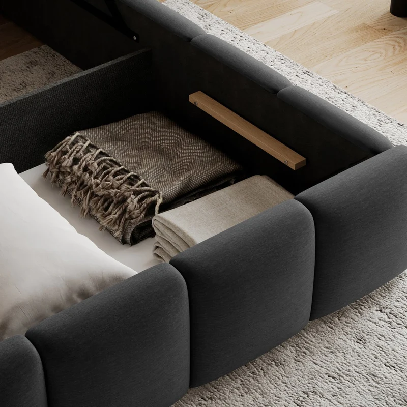 Lit coffre 160x200 sommier inclus Klaus Velours Gris foncé