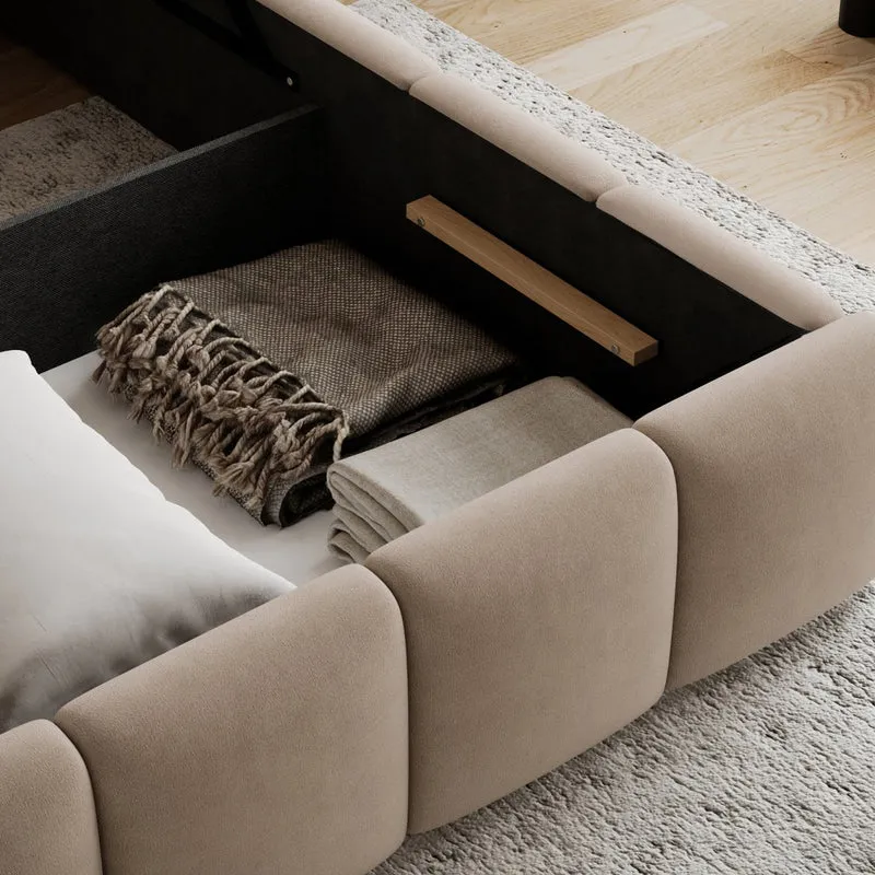 Lit coffre 180x200 sommier inclus Klaus Velours Beige