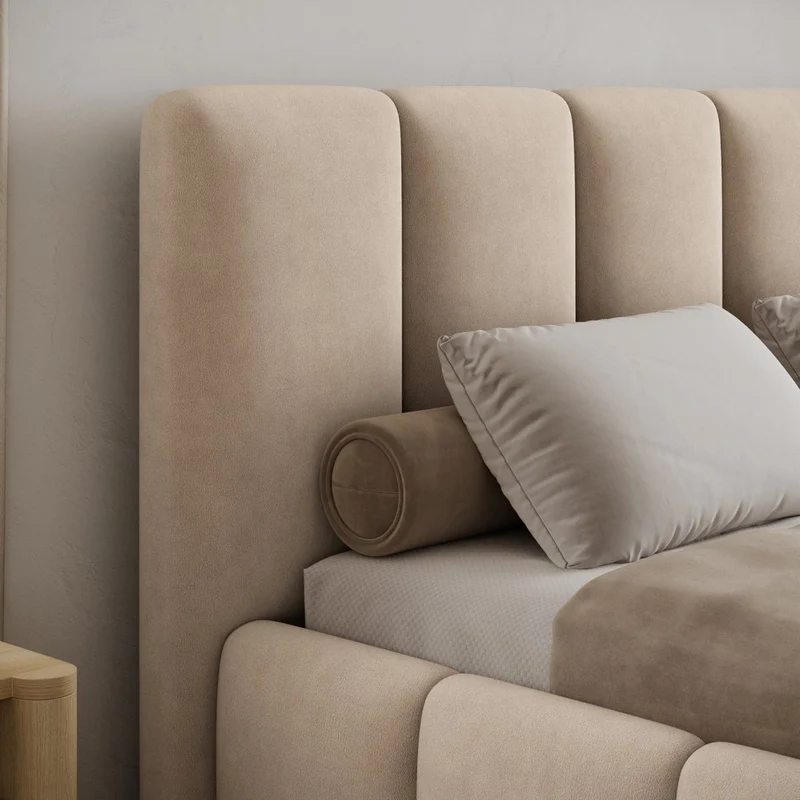 Lit coffre 180x200 sommier inclus Klaus Velours Beige