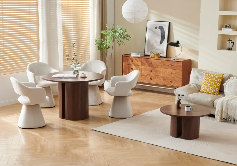 Ensemble table ronde et 4 chaises pivotantes - Arca