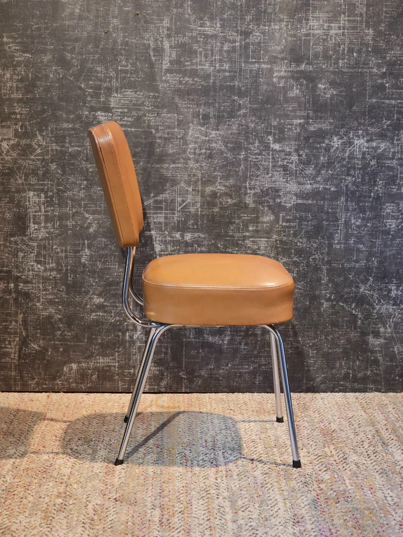 Claude, le lot de 3 chaises en skaï camel N°1608