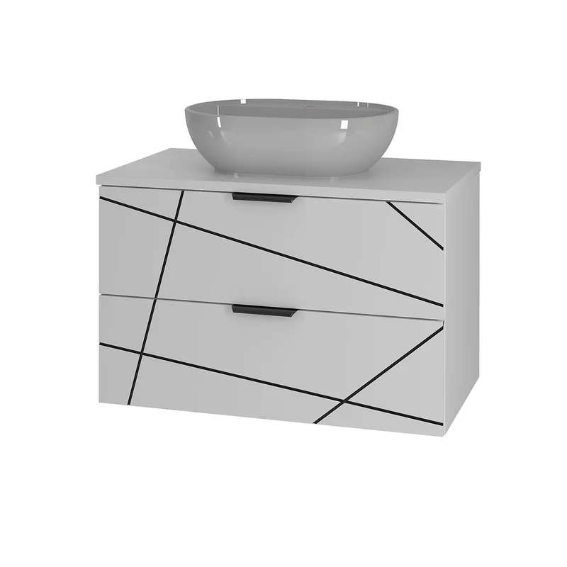 Ensemble meuble simple vasque 80cm et colonne Teren Blanc