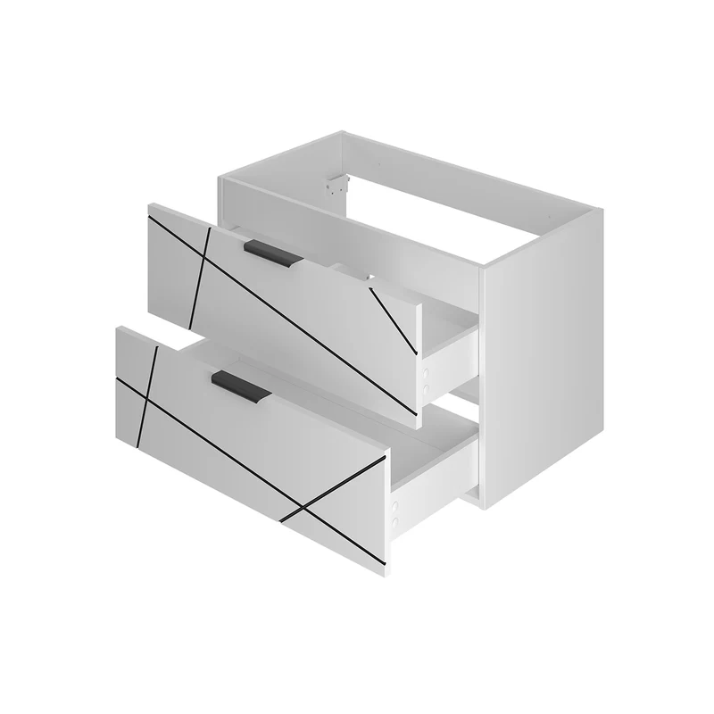 Meuble simple vasque encastrée 80cm Teren Blanc