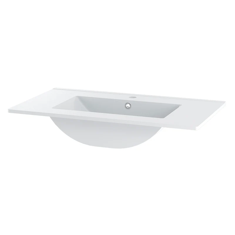 Meuble simple vasque encastrée 80cm Teren Blanc