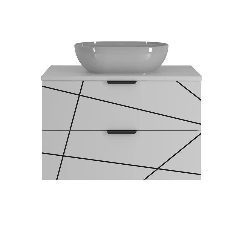 Meuble simple vasque 80cm Teren Blanc