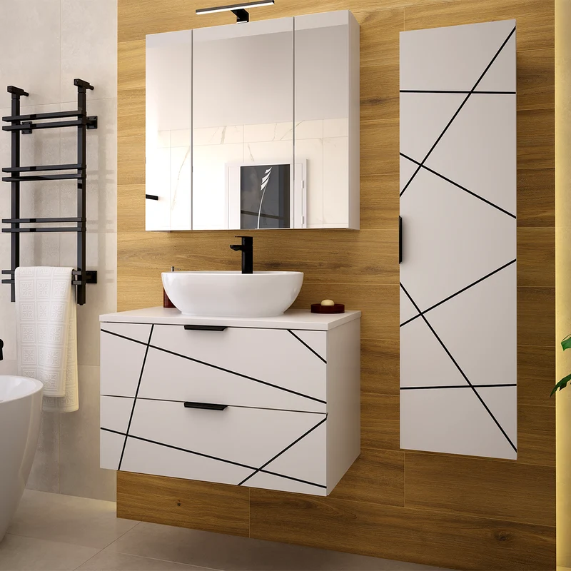 Meuble sous-vasque 80cm plan de toilette Teren Blanc