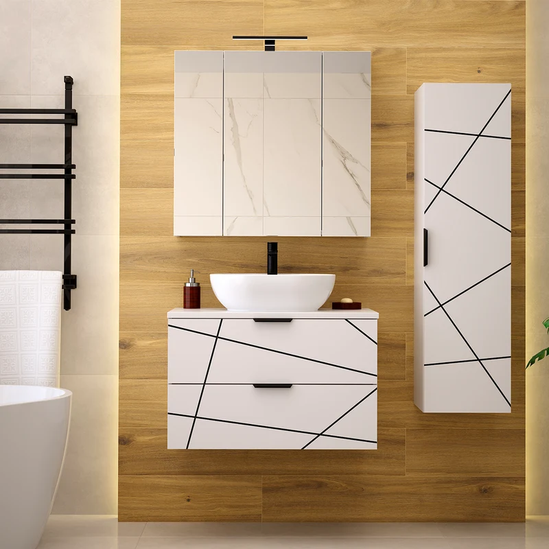 Meuble sous-vasque 80cm plan de toilette Teren Blanc