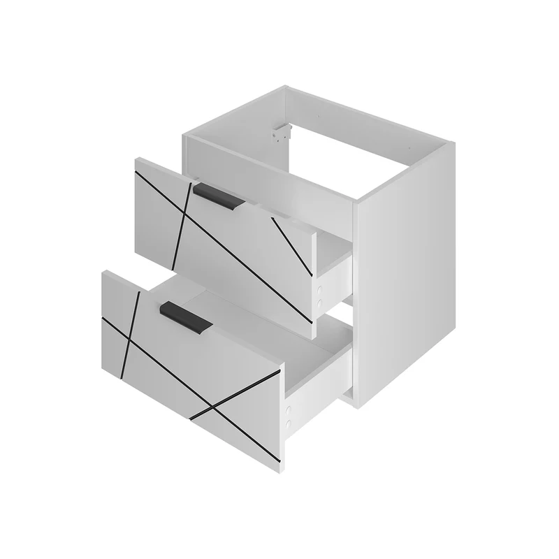 Ensemble meuble simple vasque 80cm 2 niches et colonne Teren Blanc