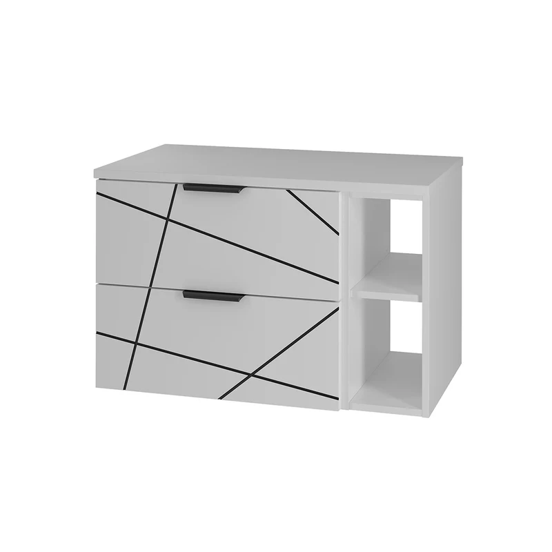 Meuble sous-vasque 80cm 2 niches plan de toilette Teren Blanc
