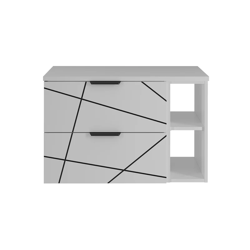 Meuble sous-vasque 80cm 2 niches plan de toilette Teren Blanc