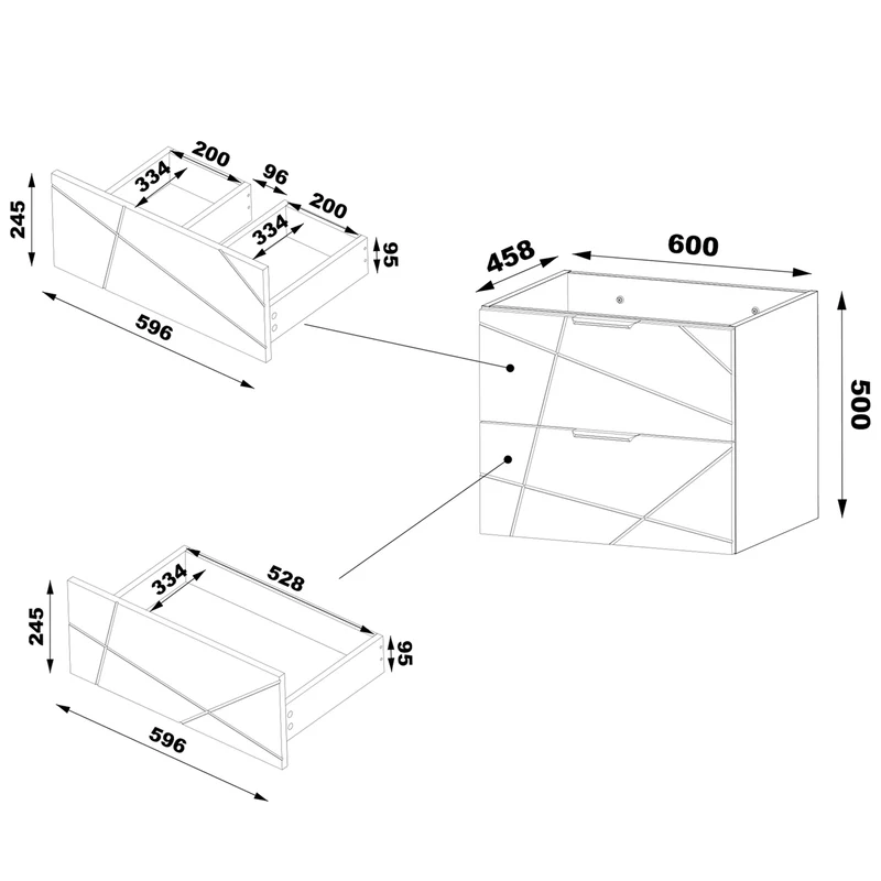 Meuble sous-vasque 80cm 2 niches plan de toilette Teren Blanc